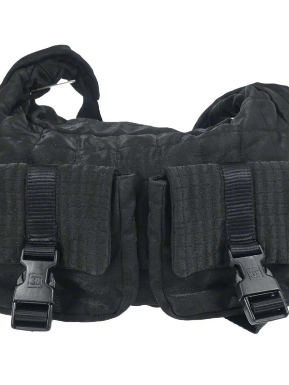 Chanel Black Quilted Nylon Sport Line Shoulder Bag